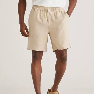 NEW Quince 100% European Linen Shorts Mens Size L Elastic Waist Driftwood 8”
